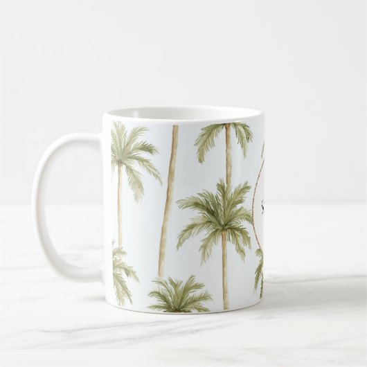 Tropical Green White Palm Trees Kaffeetasse (Links)