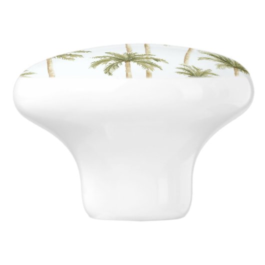 Tropical Green White Palm Trees Keramikknauf (Seitenansicht)