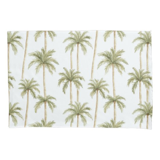 Tropical Green White Palm Trees Kissenbezug (Vorderseite-Links)
