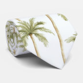 Tropical Green White Palm Trees Krawatte (Gerollt)