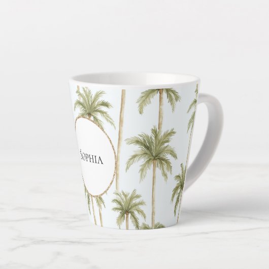 Tropical Green White Palm Trees Milchtasse (Rechte Ecke)