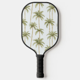Tropical Green White Palm Trees Pickleball Schläger
