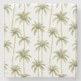 Tropical Green White Palm Trees Steinuntersetzer