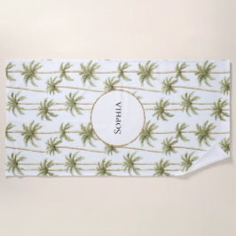 Tropical Green White Palm Trees Strandtuch