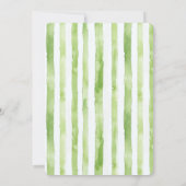 Tropical Green White Stripes Wedding Einladung (Rückseite)