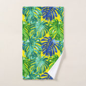 Tropical Green Yellow Monstera Dschungel Blätter Badhandtuch Set (Handtuch)