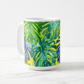 Tropical Green Yellow Monstera Dschungel Blätter Kaffeetasse (Vorderseite Links)