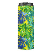 Tropical Green Yellow Monstera Dschungel Blätter Thermosbecher (Rückseite)