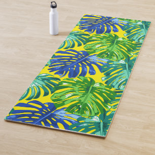Tropical Green Yellow Monstera Dschungel Blätter Yogamatte