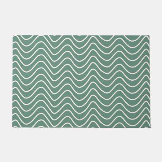 Tropical Green Zickzack Pattern Minimal Zigzag Fußmatte (Vorderseite)