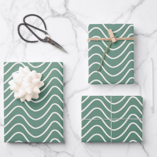 Tropical Green Zickzack Pattern Minimal Zigzag Geschenkpapier Set