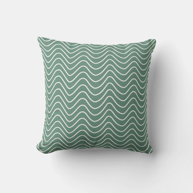 Tropical Green Zickzack Pattern Minimal Zigzag Kissen (Vorderseite)