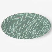 Tropical Green Zickzack Pattern Minimal Zigzag Pappteller (Schrägansicht)