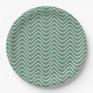 Tropical Green Zickzack Pattern Minimal Zigzag Pappteller
