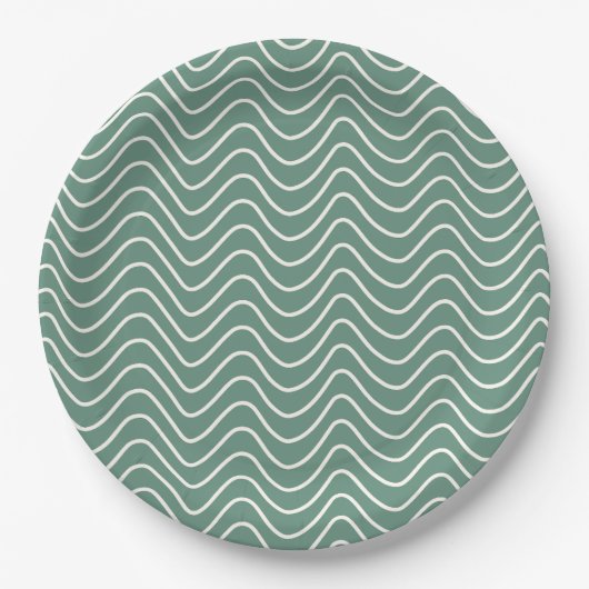 Tropical Green Zickzack Pattern Minimal Zigzag Pappteller (Vorderseite)