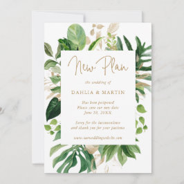 Tropical Greenerity Gold Wedding Postponement Ankündigung