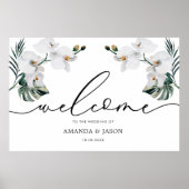 Tropical Greenerity Orchids Wedding Willkommenszei Poster (Vorne)