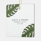 Tropical Greenerity Palm Blätter Hochzeit Foto Keramikornament (Links)