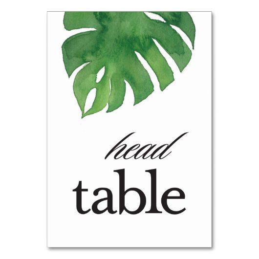 Tropical Greenerity Palm Head Table Tischnummer (Vorderseite)