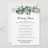 Tropical Greenerity Wedding Kissing Menu Game Card (Vorderseite)