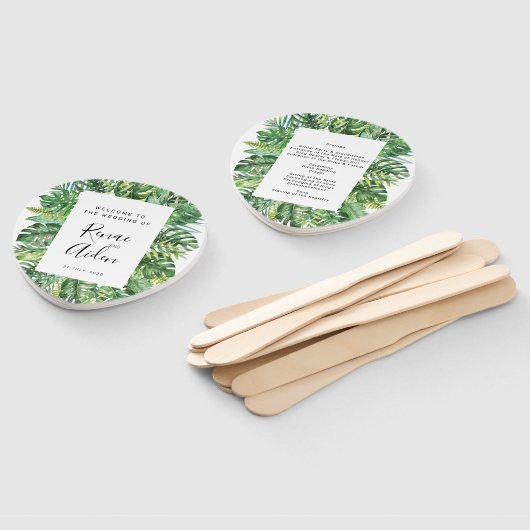 Tropical Greenerity Wedding Program Fan Fächer (Non-assembled)