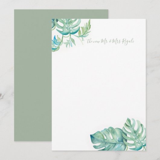 Tropical Greenerity Wedding Vielen Dank Karten (Vorne/Hinten)