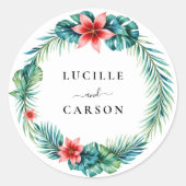 Tropical Greenerity Wreath botanischer Garten Hoch Runder Aufkleber (Vorderseite)