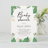 Tropical Greenery Baby Dusche Einladung (Stehend Vorderseite)