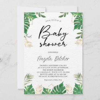 Tropical Greenery Baby Dusche Einladung