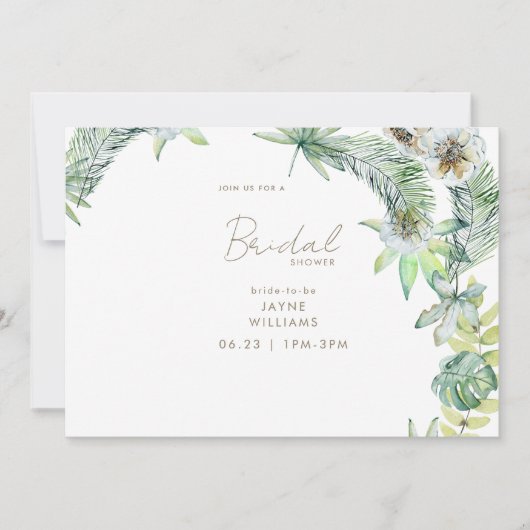 Tropical Greenery Beach Brautparty Einladung (Vorderseite)