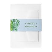 Tropical Greenery Blue Background Wedding Invite Einladungsbanderole (Vorderseite Beispiel)