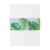 Tropical Greenery Blue Background Wedding Invite Einladungsbanderole (Rückseitenbeispiel)