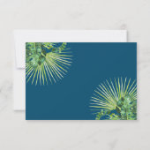 Tropical Greenery Blue Beach Wedding RSVP Card Karte (Rückseite)