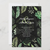 Tropical Greenery Botanical Black Wedding Einladun (Vorderseite)