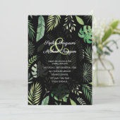 Tropical Greenery Botanical Black Wedding Einladun (Stehend Vorderseite)