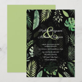 Tropical Greenery Botanical Black Wedding Einladun