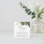 Tropical Greenery Botanical QR Code Wedding RSVP Begleitkarte (Stehend Vorderseite)