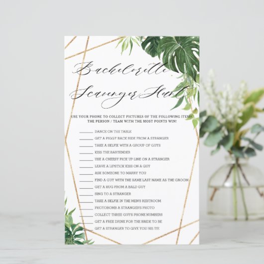 Tropical Greenery Bridal Scavenger Jagdspiel (Stehend Vorderseite)