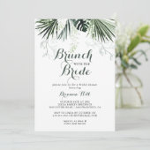 Tropical Greenery Brunch mit Brautdusche Einladung (Stehend Vorderseite)