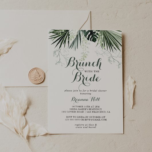 Tropical Greenery Brunch mit Brautdusche Einladung