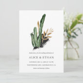 Tropical Greenery Cactus Wedding Einladung (Stehend Vorderseite)