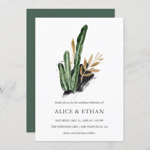 Tropical Greenery Cactus Wedding Einladung