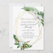 Tropical Greenery Geometric 50 Jahre alt Einladung (Vorderseite)