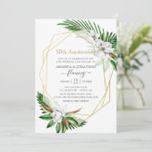 Tropical Greenery Geometric 50 Jahre alt Einladung (Stehend Vorderseite)