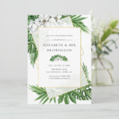 Tropical Greenery Geometric Bridesmaids Luncheon Einladung (Stehend Vorderseite)