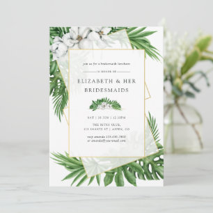 Tropical Greenery Geometric Bridesmaids Luncheon Einladung