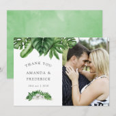 Tropical Greenery Geometric Wedding Vielen Dank Dankeskarte (Vorne/Hinten)