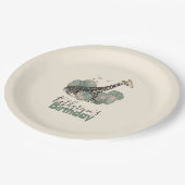 Tropical Greenery Giraffe Animal Birthday Party Pappteller (Schrägansicht)
