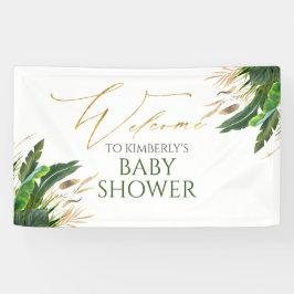 Tropical Greenery Gold Blätter Kinderdusche Willko Banner