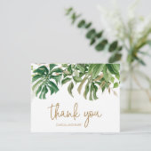 Tropical Greenery Gold Gender Neutral Baby Dusche Dankeskarte (Stehend Vorderseite)